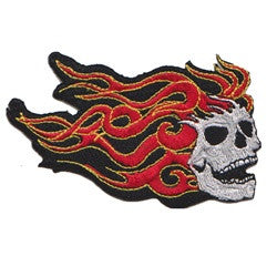 skull head flames patch image