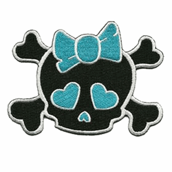 blue skull bow patch image