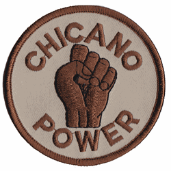chicano power round patch image