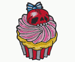 cupcake red skull patch image