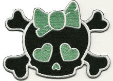 green skull bow patch image
