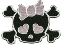 pink skull bow patch image