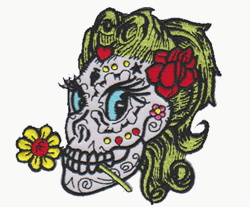 skull girl flower patch image