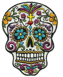 skull with flowers patch image